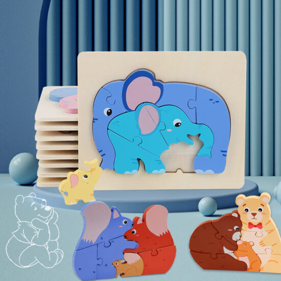 3D cartoon animal puzzle blocks for toddler learning