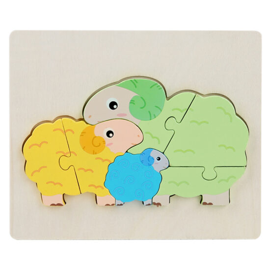 3D cartoon animal puzzle blocks for toddler learning
