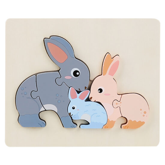3D cartoon animal puzzle blocks for toddler learning
