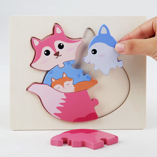 3D cartoon animal puzzle blocks for toddler learning