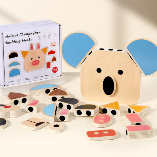 Wooden DIY face puzzle toy for kids – emotion matching game