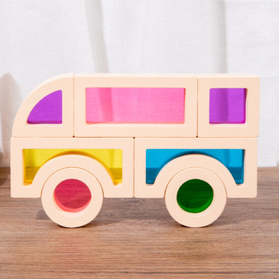 Translucent rainbow acrylic wooden blocks for kids play