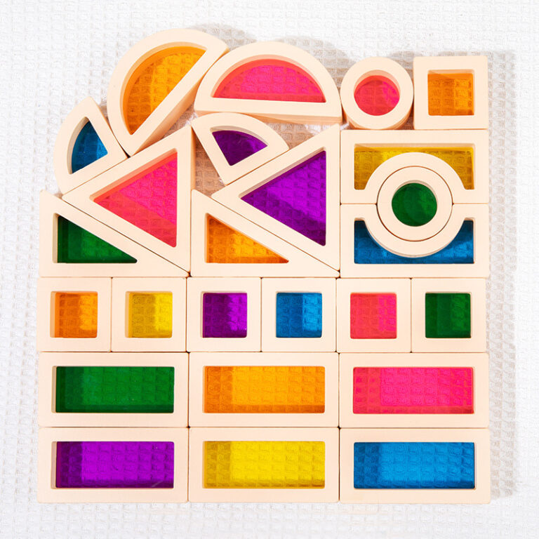 Translucent rainbow acrylic wooden blocks for kids play
