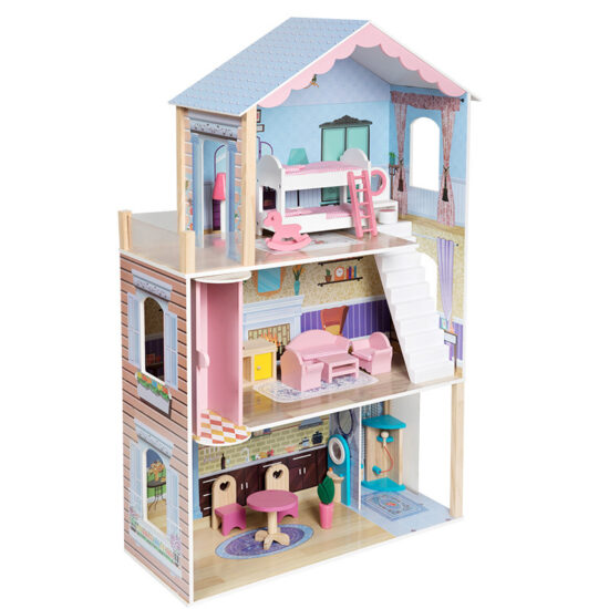 Three-level wooden princess villa dollhouse toy