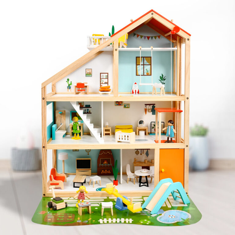 Three-level wooden princess villa dollhouse toy