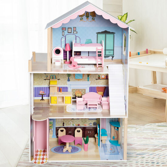 Three-level wooden princess villa dollhouse toy