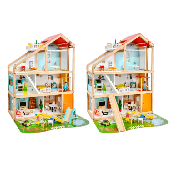 Three-level wooden princess villa dollhouse toy
