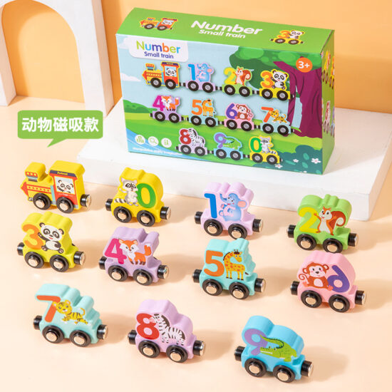 Wooden magnetic number train early learning toy