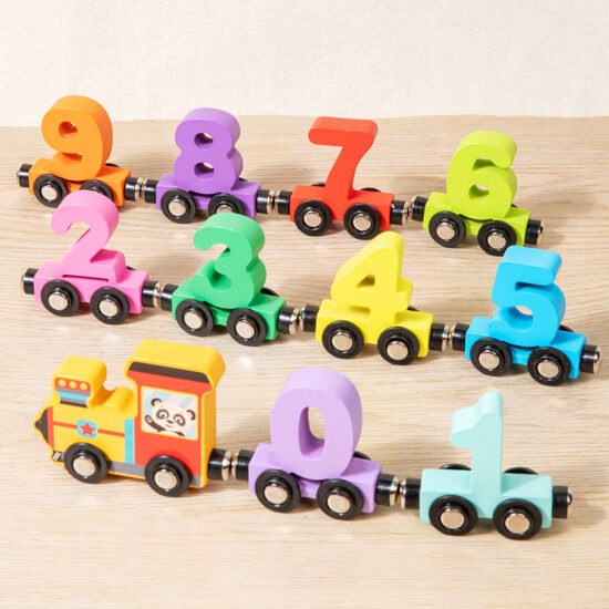 Wooden magnetic number train early learning toy