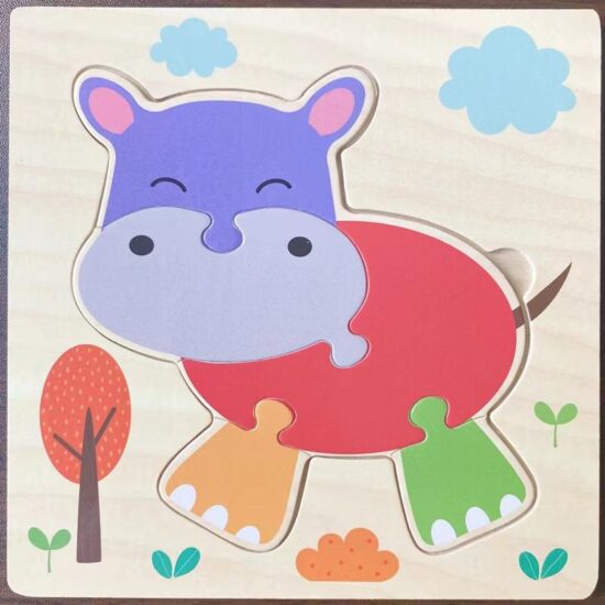 Custom eco Montessori 2D wooden educational puzzle