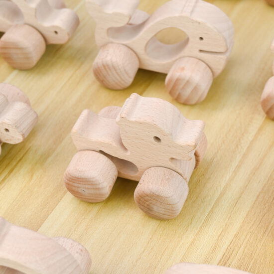 Wooden baby educational toy car with smooth finish