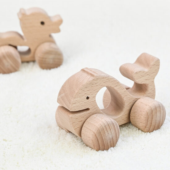 Wooden baby educational toy car with smooth finish