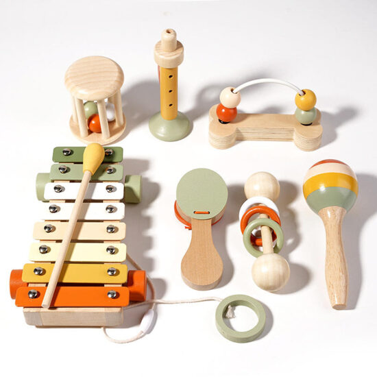 Baby musical instrument set with wooden percussion toys