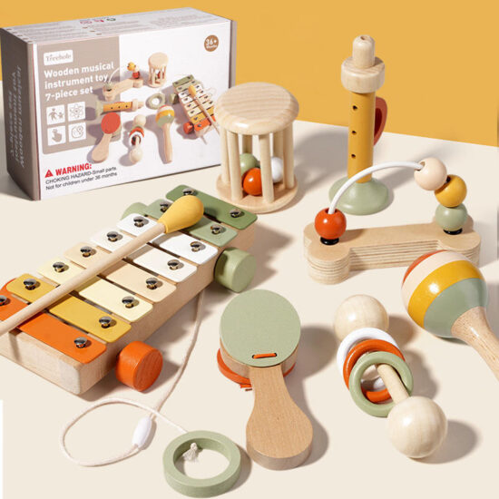 Baby musical instrument set with wooden percussion toys