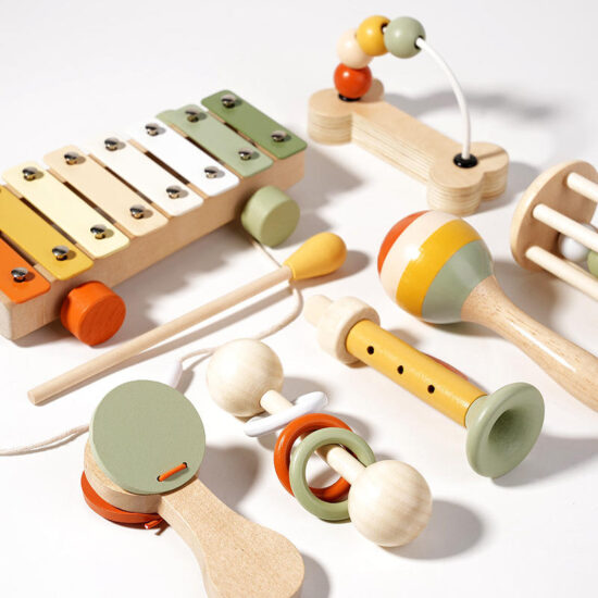 Baby musical instrument set with wooden percussion toys