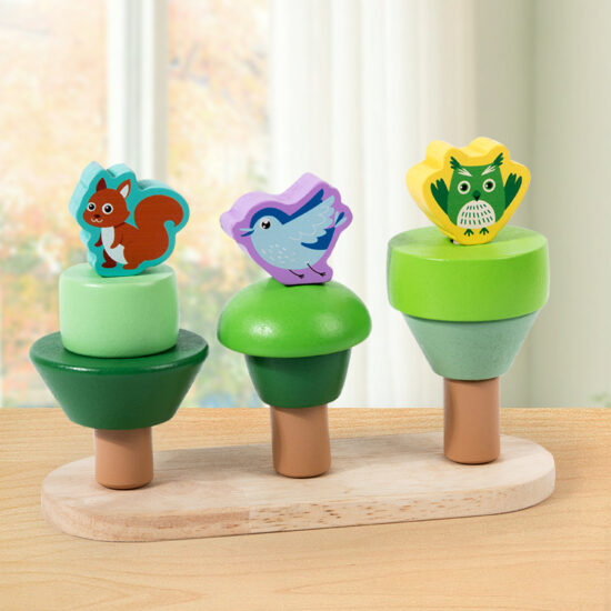 Wooden Montessori toy with fishing and shape matching