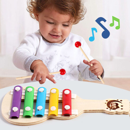 Colorful Montessori wooden xylophone toy for toddlers