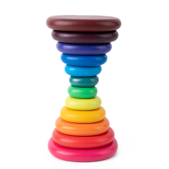 Colorful rainbow stacking stones toy for toddlers