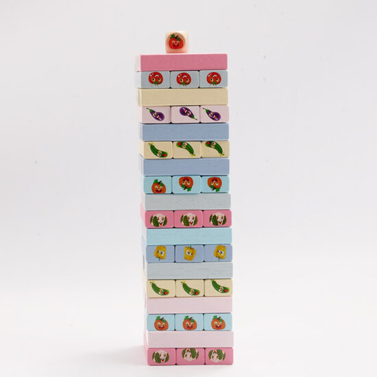 Stacking game for kids with wooden blocks