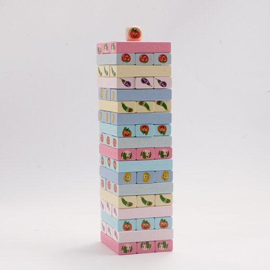 Stacking game for kids with wooden blocks