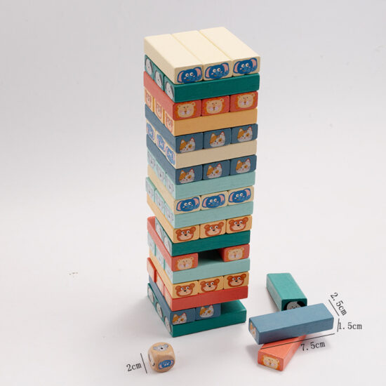Stacking game for kids with wooden blocks