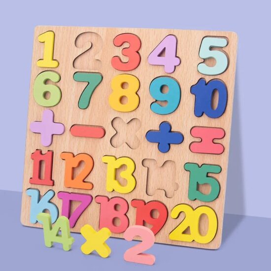Wooden matching board toy with letters and numbers