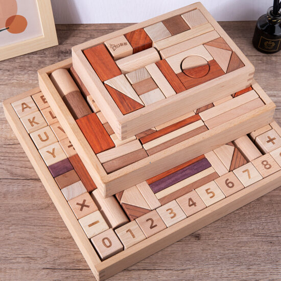 Large natural wood castle blocks for toddlers