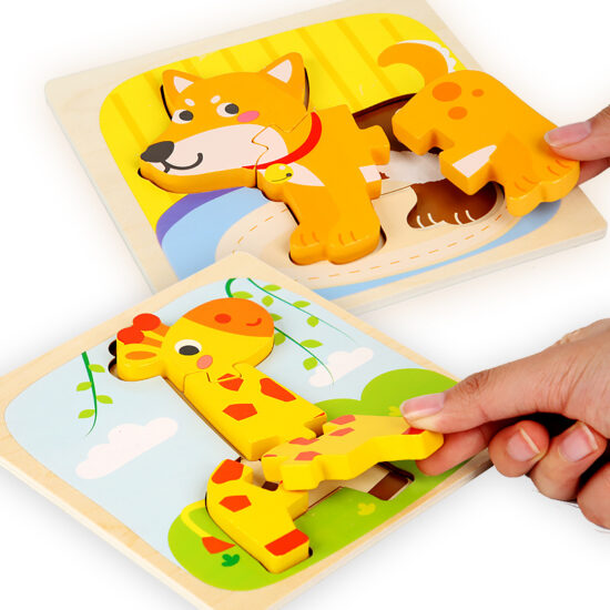 Wooden 3D animal puzzle for kids, enhancing focus and cognitive skills
