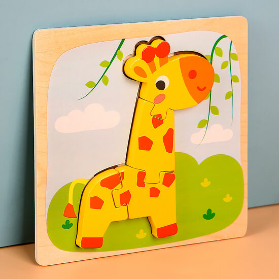 Wooden 3D animal puzzle for kids, enhancing focus and cognitive skills