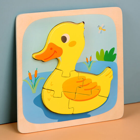 Wooden 3D animal puzzle for kids, enhancing focus and cognitive skills