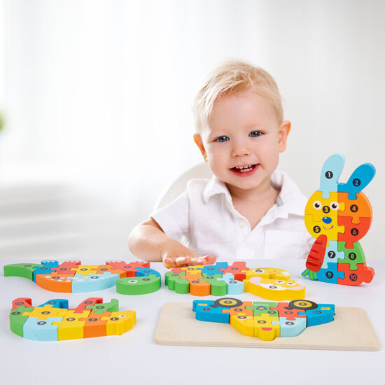Montessori wooden animal puzzle blocks for toddlers – Early learning toy