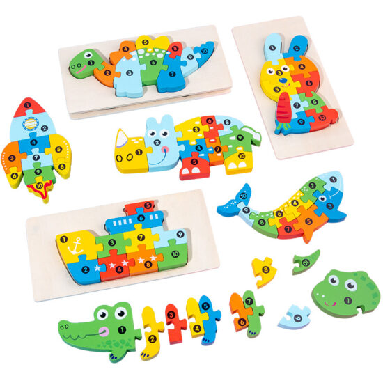 Montessori wooden animal puzzle blocks for toddlers – Early learning toy