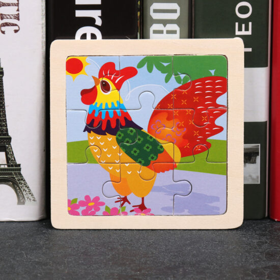 Wooden animal puzzle for toddlers with 9 pieces, perfect for early learning