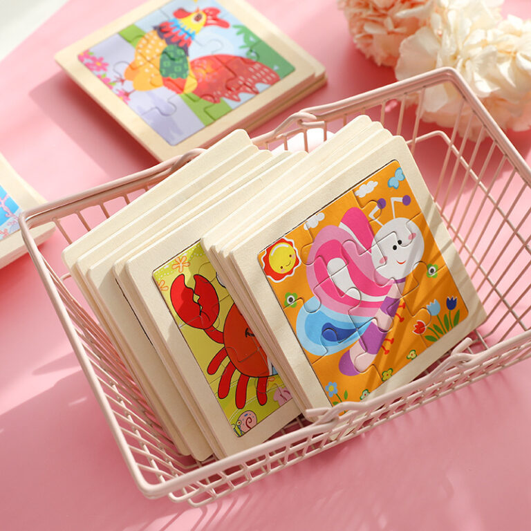 Wooden animal puzzle for toddlers with 9 pieces, perfect for early learning