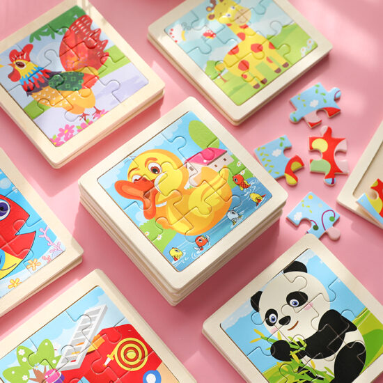 Wooden animal puzzle for toddlers with 9 pieces, perfect for early learning
