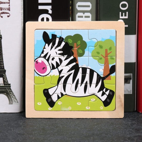 Wooden animal puzzle for toddlers with 9 pieces, perfect for early learning