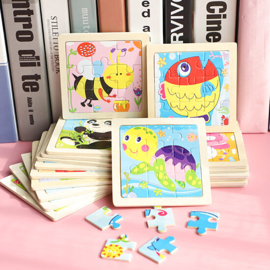 Wooden animal puzzle for toddlers with 9 pieces, perfect for early learning