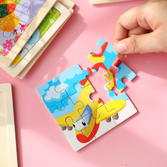 Wooden animal puzzle for toddlers with 9 pieces, perfect for early learning
