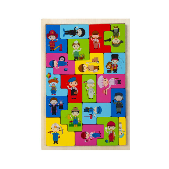Wooden animal Tetris puzzle toy for children