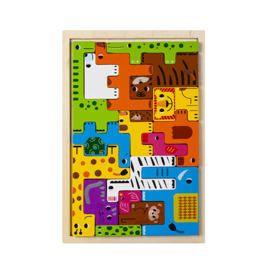 Wooden animal Tetris puzzle toy for children