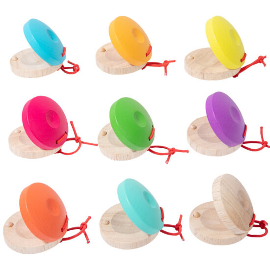 Baby maracas rattle with wooden handle for early education