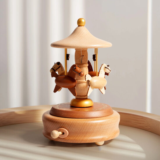 Romantic wooden carousel music box for kids and girls