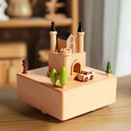Romantic wooden carousel music box for kids and girls
