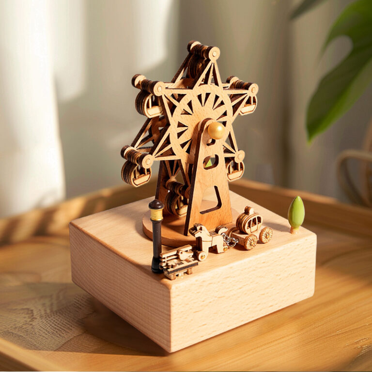 Romantic wooden carousel music box for kids and girls