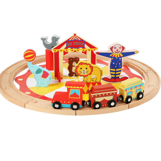 25-piece wooden circus train toy set for kids