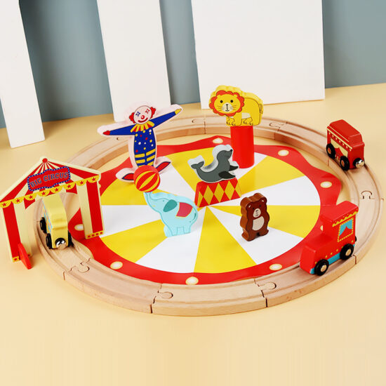 25-piece wooden circus train toy set for kids