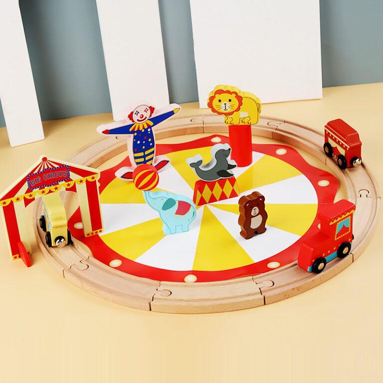 25-piece wooden circus train toy set for kids