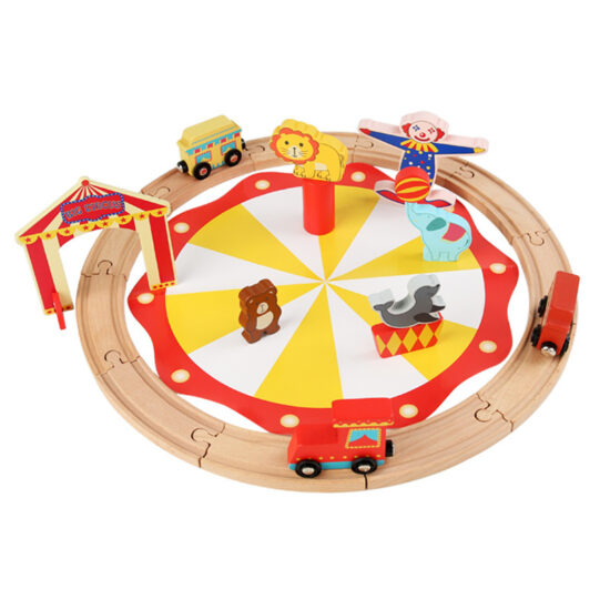 25-piece wooden circus train toy set for kids