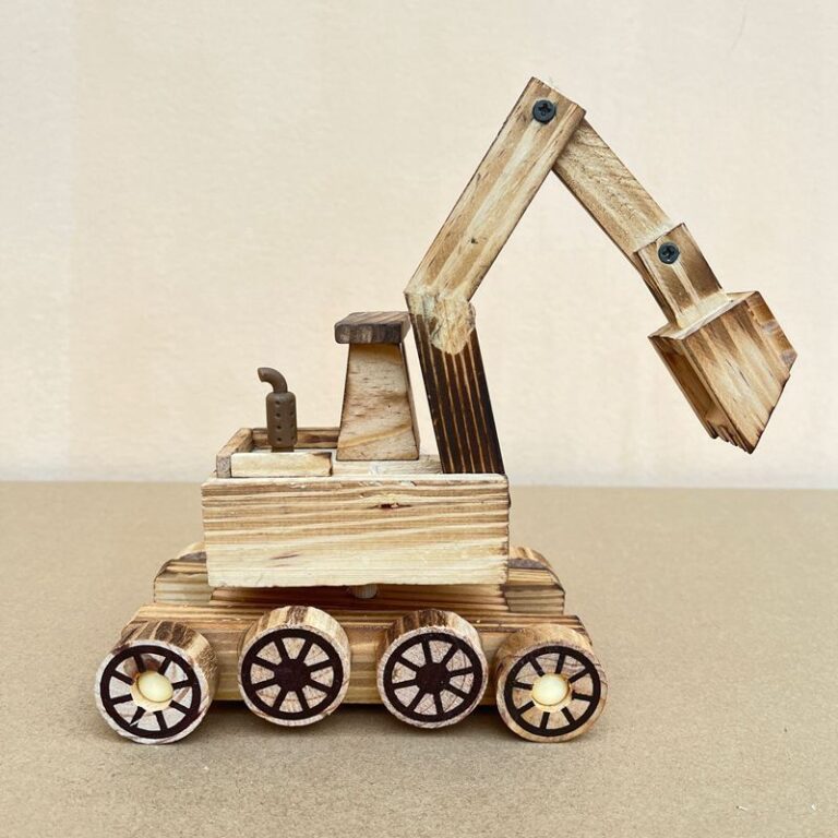Wooden engineering vehicle toy excavator model for boys