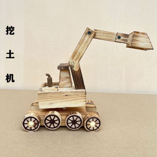 Wooden engineering vehicle toy excavator model for boys